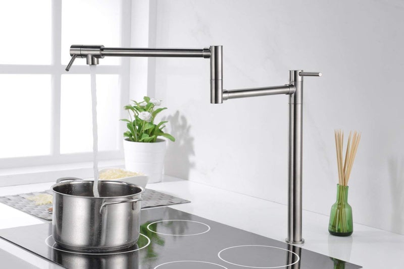 sumerain Deck Mount Pot Filler Faucet Brushed Nickel Finish with Extension Shank and 20" Dual Swing Joints Spout, SUMERAIN - Image 2